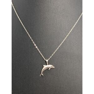 Vintage Kabana Sterling Silver Dolphin Pendant Necklace 18" Chain KBN Signed